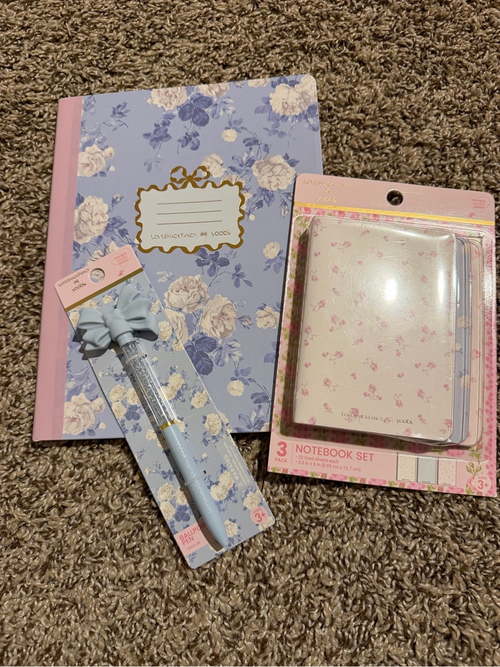 LoveShackFancy Blue & Pink Floral Notebook and Pen Set